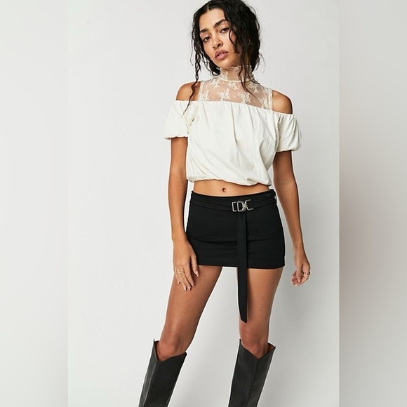 NWT Free People We The Free Here To Slay Tee Ivory M Boho off shoulder cropped - Picture 6 of 16